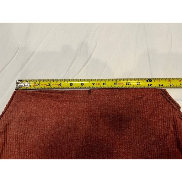 Free People Distressed Ribbed Knit Dolman Sleeve Tunic Top Size Large Orange‎ - Picture 10 of 11